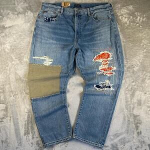 Polo Ralph Lauren Slim Boyfriend Patchwork Jeans Womens 33 Distressed Denim